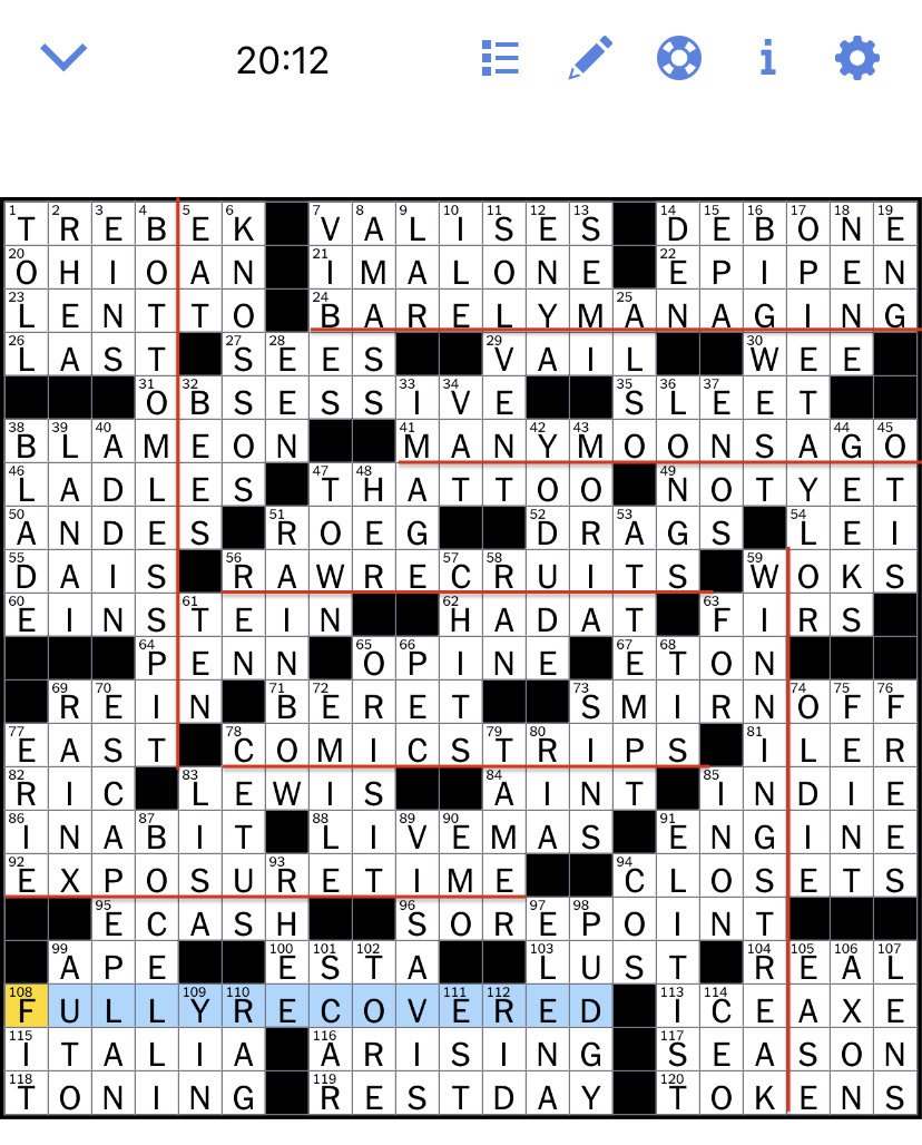 the new york times crossword puzzle solved february 2021
