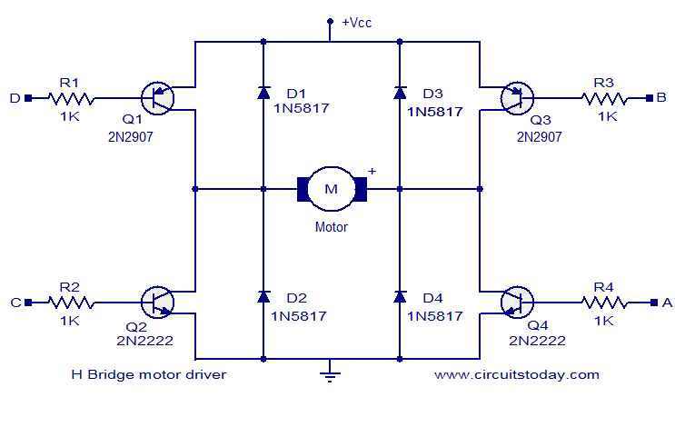Using Easily Available Components A Simple H Bridge Motor Driver