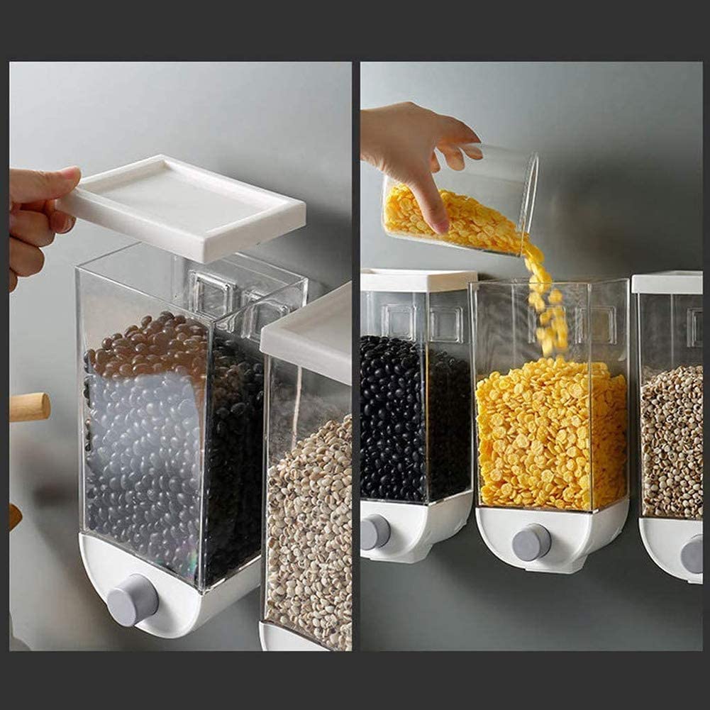 Wall Mounted Plastic Kitchen Push Button Storage Container for Pulses