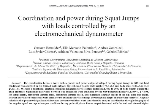 RED Coordination and power during squat jumpswith loads