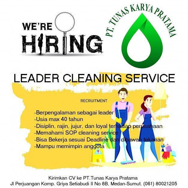 Leader Cleaning Service Di Pt Tunas Karya Pratama Informasi Lowongan Kerja Medan 2021 Terbaru Hari Ini