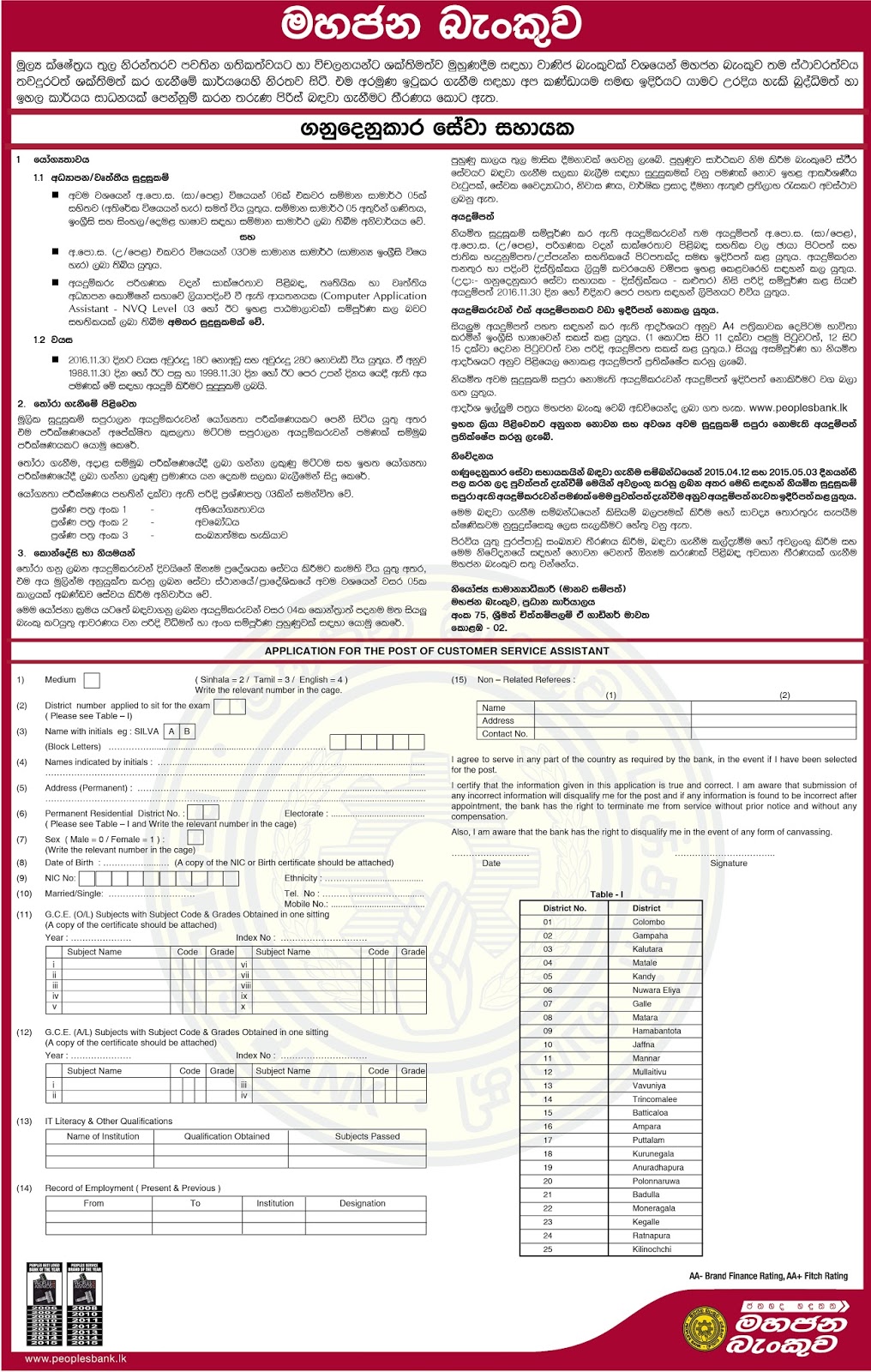 Bank Of Ceylon Boc Vacancies Applications Lk