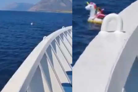 Girl found floating in the middle of the sea on inflatable unicorn is rescued (VIDEO)