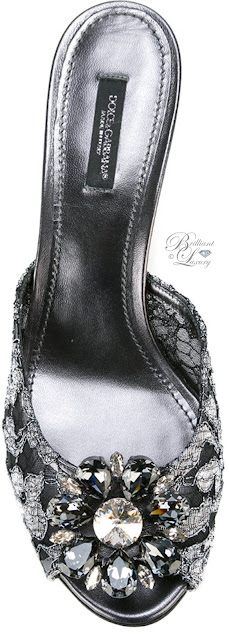 ♦Dolce & Gabbana embellished grey Paris D'Orsay lace mules #pantone #shoes #grey #brilliantluxury