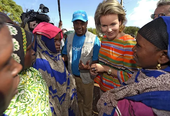 Queen Mathilde of Belgium is welcomed as she arrives to Langae Health center on the third day, part of a four days visit of Belgium Queen in Ethiopia 