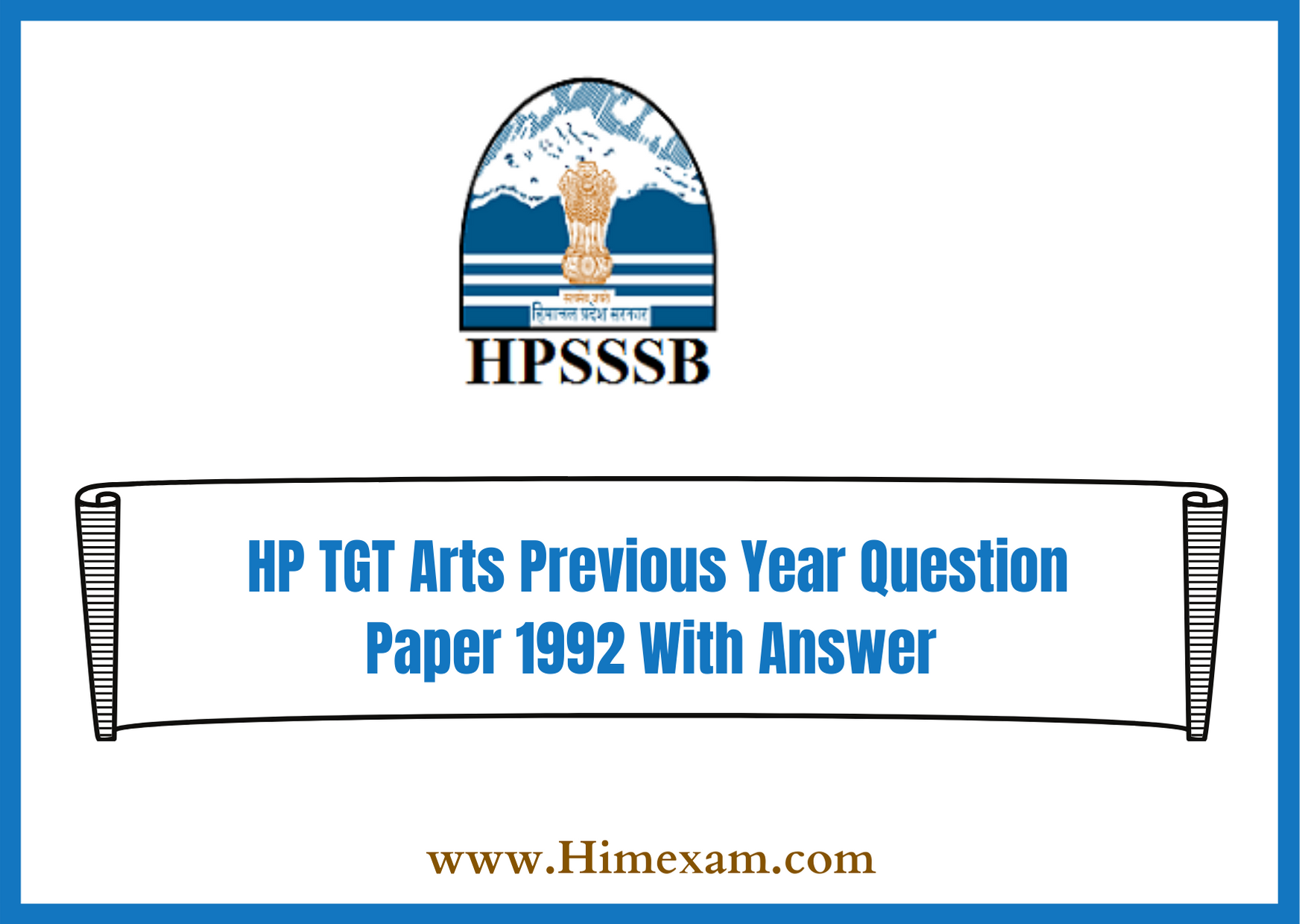 HP TGT Arts Previous Year Question Paper 1992 With Answer