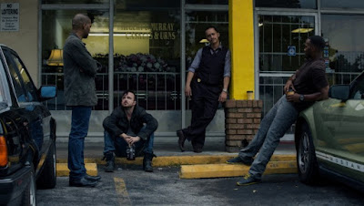 Chwetel Ejiofor, Aaron Paul, Clifton Collins Jr. and Anthony Mackie in Triple 9