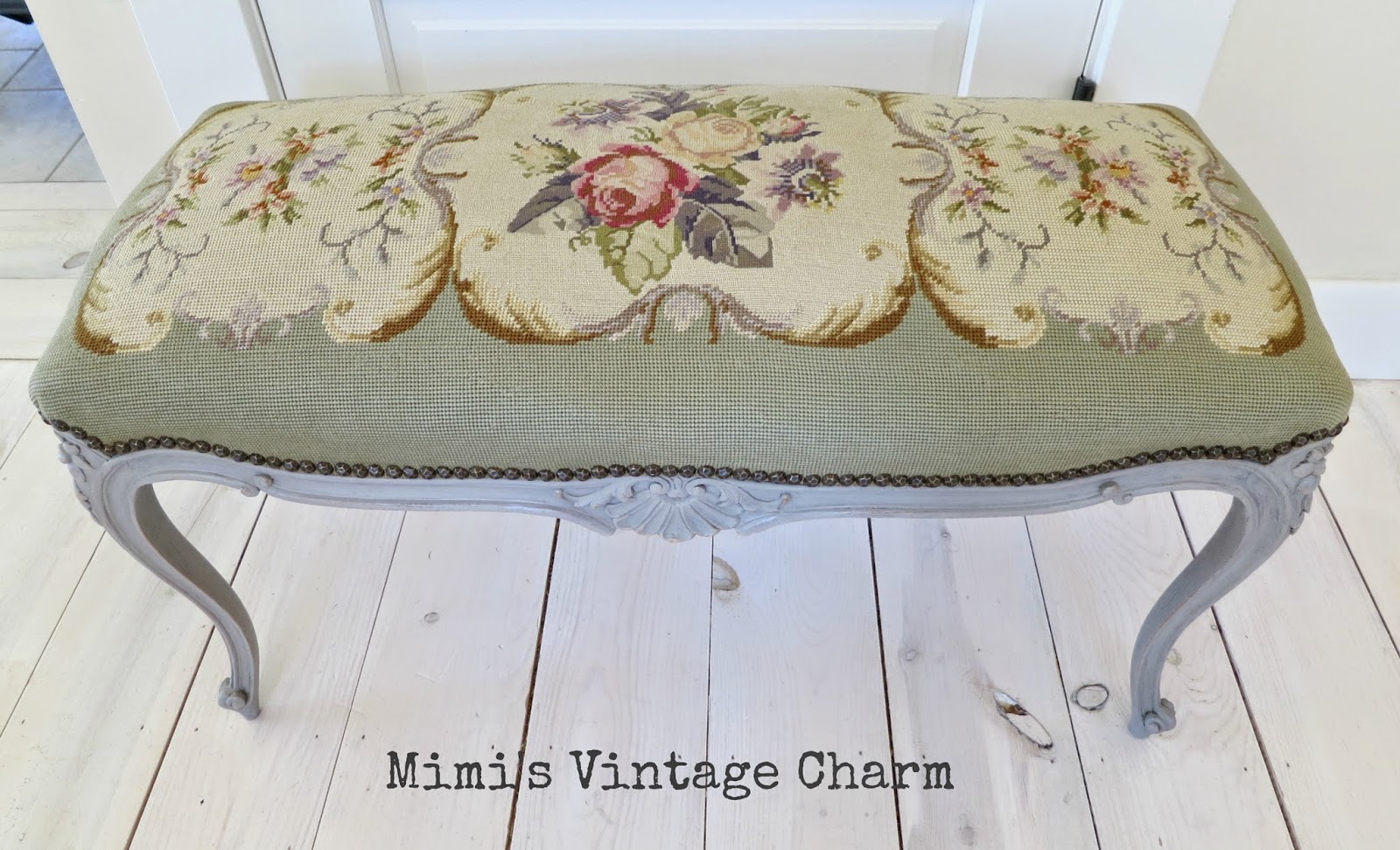 The Cottager Antique Needlepoint Bench