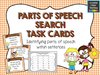 Parts of Speech Search Task Card Freebie
