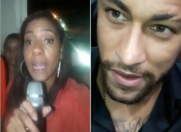 Mulher finge ser repórter e entrevista Neymar com microfone de karaokê