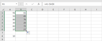 subtract a number from a range of cells_2