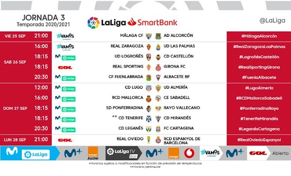 El Málaga - Alcorcón de la jornada 3 se jugará el viernes 25 de Septiembre a las 21:00 horas