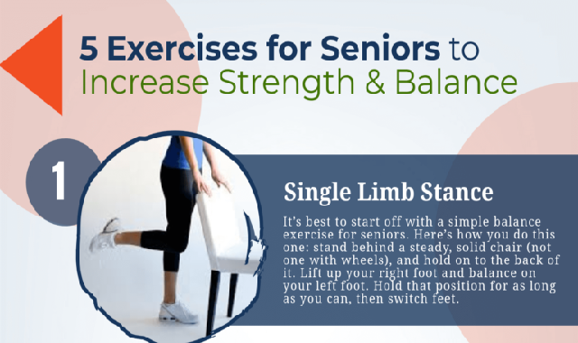 5 Exercises for Seniors to Increase Strength & Balance #infographic