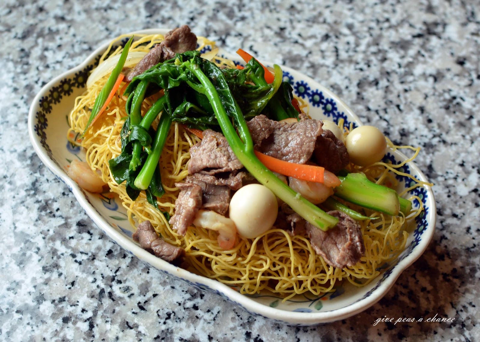 Give Peas a Chance Double Pan Fried Noodles or Mee Korb