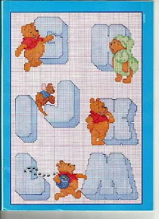 Winnie the Pooh con Abecedario para Punto de Cruz. Winnie the Pooh with Alphabet for Cross Stitch.