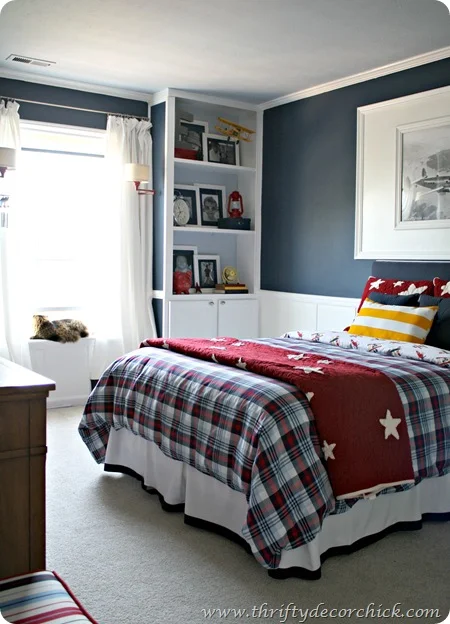 Boy bedroom in blue and red