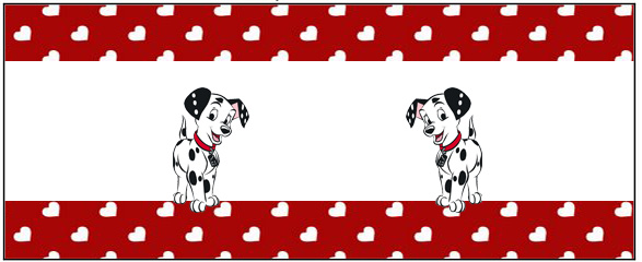 101 Dalmatians in Red and Black: Free Printable Candy Bufffet Labels. 101 Dalmatians in Red and Black, Free Printable Labels.