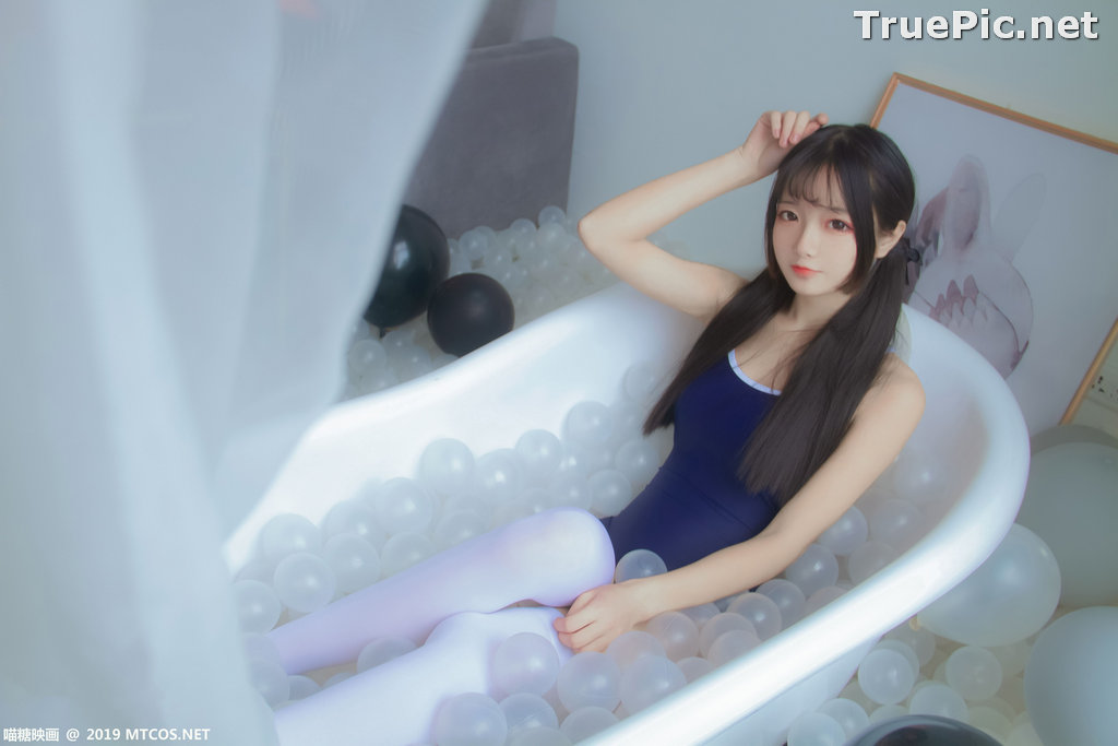 Image [MTCos] 喵糖映画 Vol.046 – Chinese Cute Model – Blue Monokini In Bathtub - TruePic.net - Picture-6