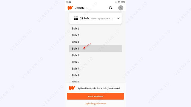 daftar bab cerita wattpad