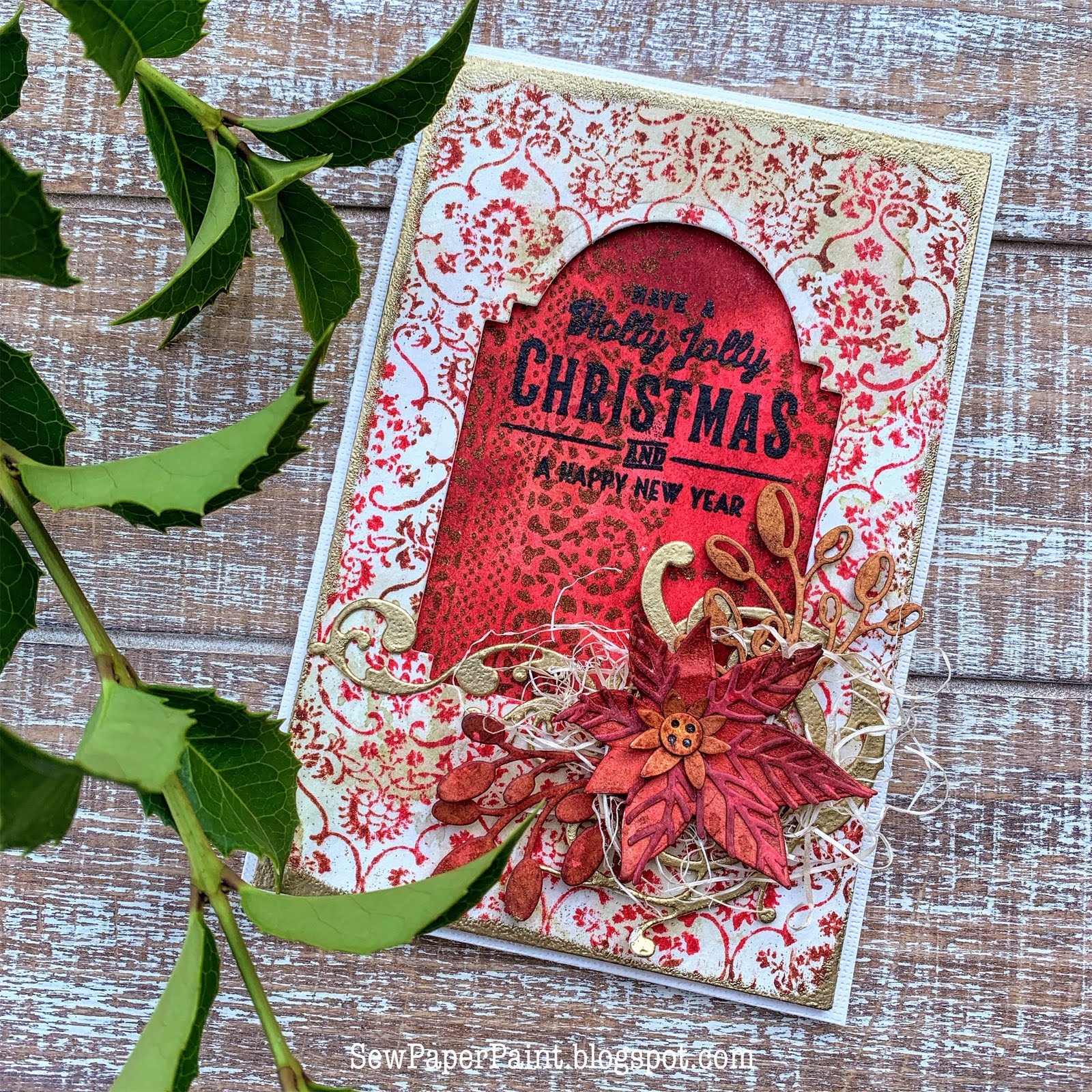 SewPaperPaint Tim Holtz Festive Funky Poinsettia Christmas Cards