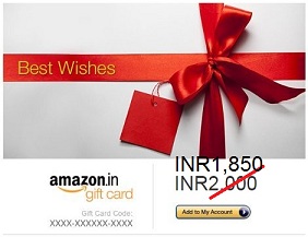 Get Rs.150 Off on Rs.2000 worth  Amazon Gift Card (Valid till 25th Nov’15)