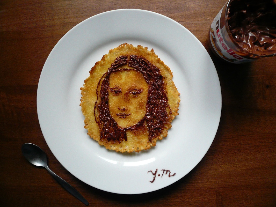 Mona Lisa - Nutella sobre panqueca - Artes de personagens famosos feitas com comida