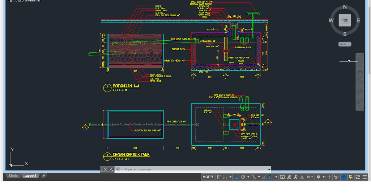 Download Gamba Kerja Detail Septic Tank Format Autocad (DWG)