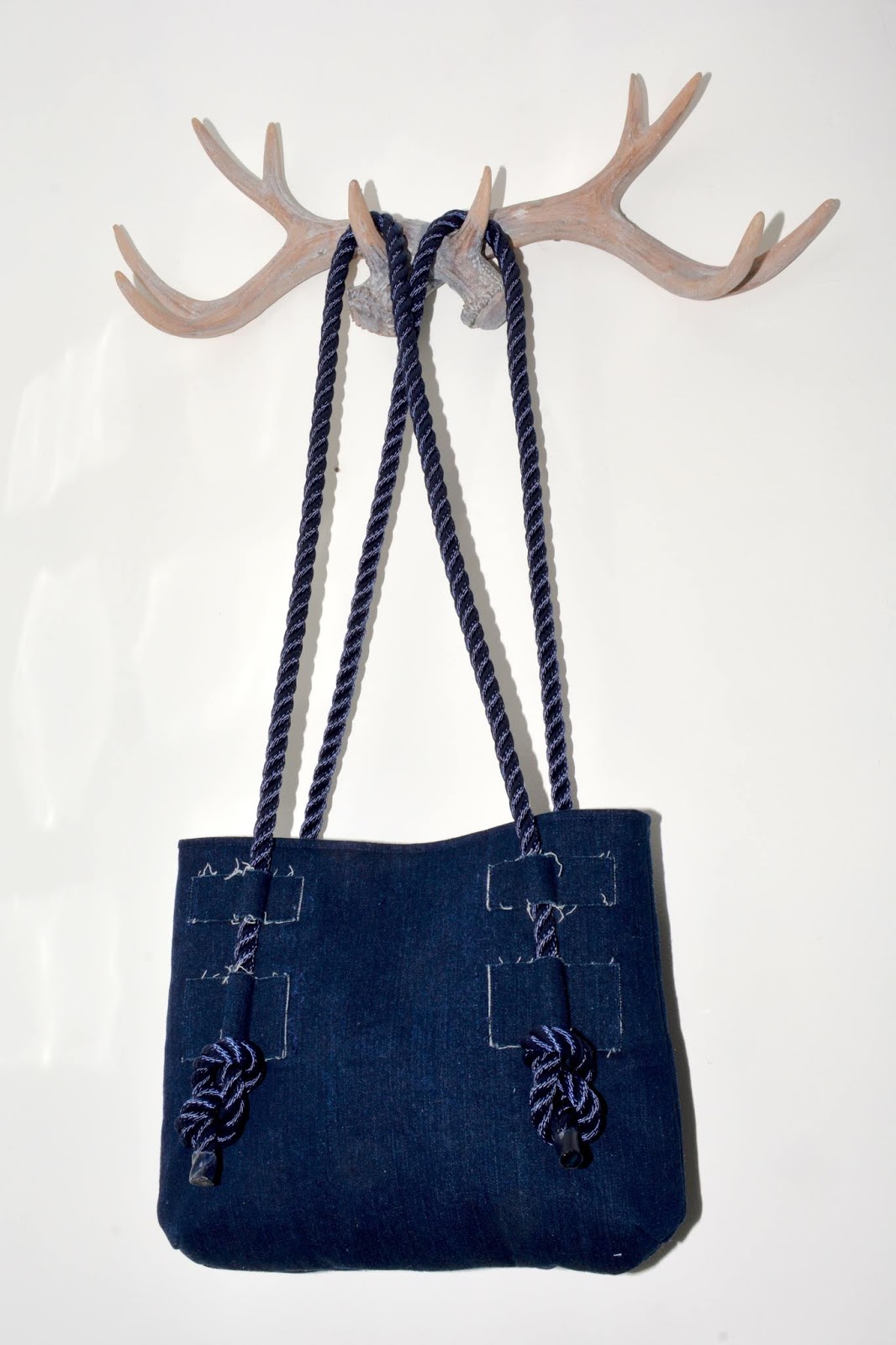 Dark Navy Blue Denim Rope Bag
