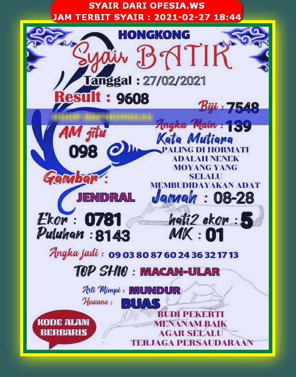 24 Syair Batik Hk 17 Februari 2021 Info Https Syairhongkong Pages Dev