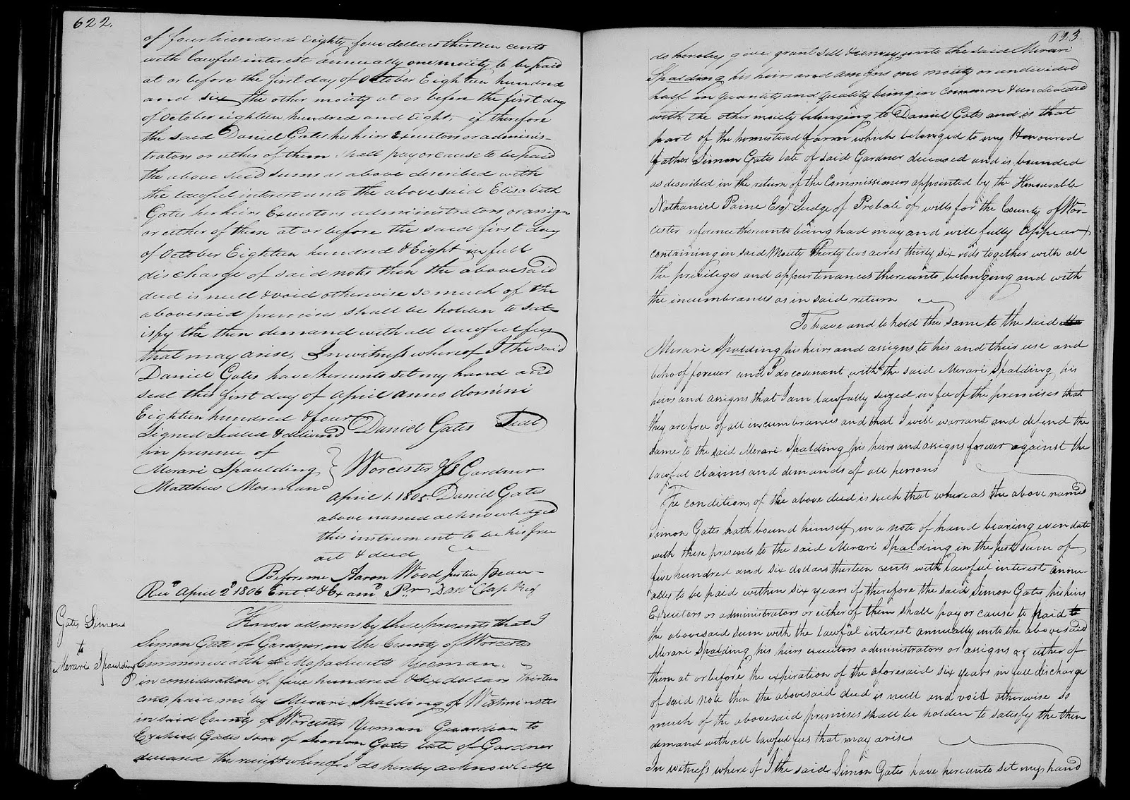 GeneaMusings Amanuensis Monday 1804 Mortgage Deed of Daniel Gates
