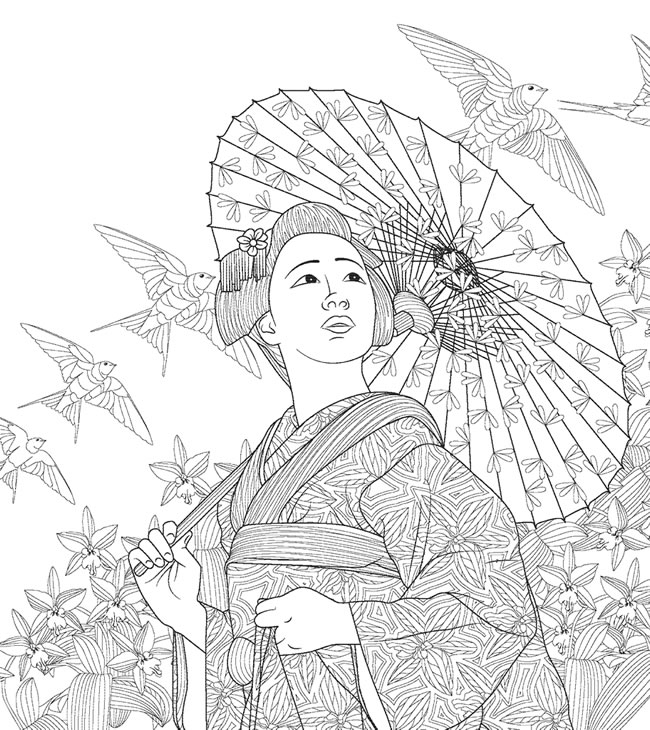 Dragonfly Treasure: Japanese Harmony Coloring Pages
