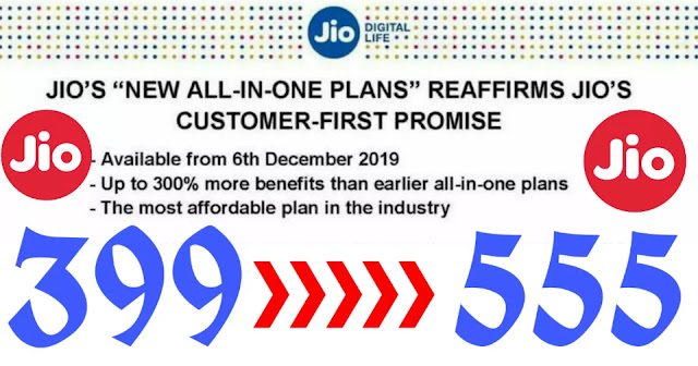 Jio New "All in one" plans details - Effective from 6 December