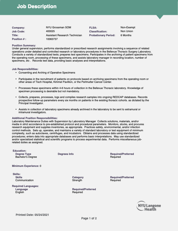 Health Professions Advising at Barnard College Job Opportunity