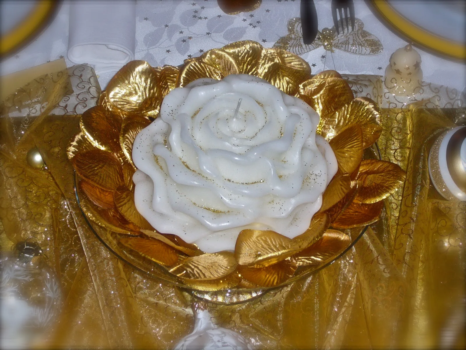 LES TABLES D'ISA: Table Noël Blanc/Or