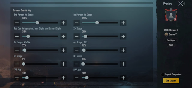 Sensitivitas PUBG Microboy (Sensitivitas Kamera) Sensitivitas PUBG Microboy (Sensitivitas Kamera)