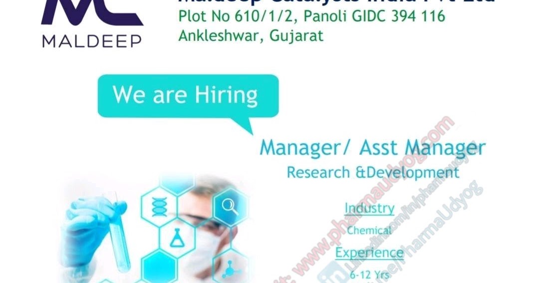 Maldeep catalysts Hiring for Research and development function at