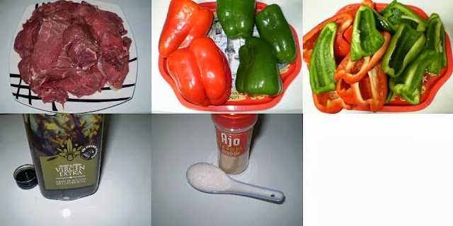Ingredientes da receita de carne assada com pimentão Receita de carne assada com pimentão