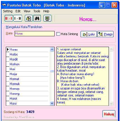 Kamus Batak Toba Horas