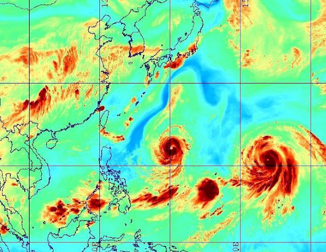 Typhoon Goni Atsani water vapor satellite image west pacific ocean