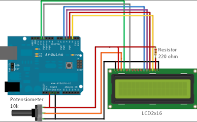 Rangkaian LCD 2x16 Lengkap Dengan Program Arduino ~ Belajar Robot