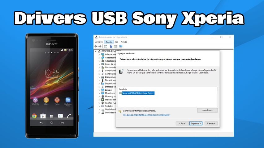 Instalar drivers USB Sony Xperia en Windows paso a paso