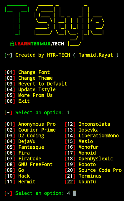 Tstyle Termux - Theme and Font Changer for Termux