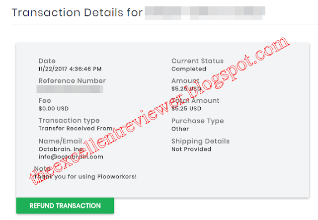 picoworkers.com Bằng chứng thanh toán Payza
