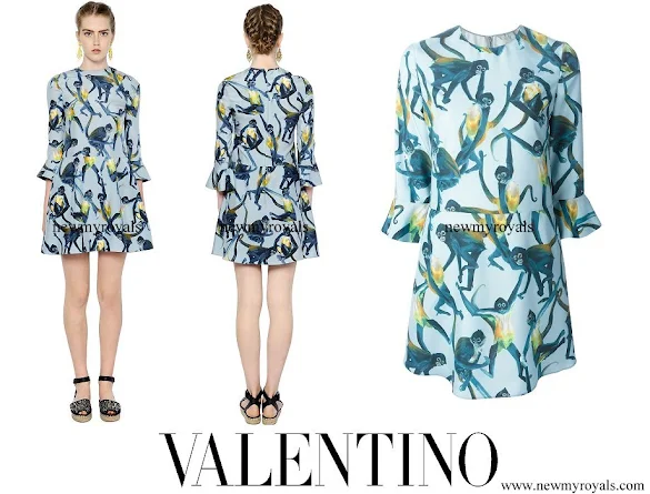 Crown Princess Mette Marit wore Valentino Monkey Printed Silk Twill Dress