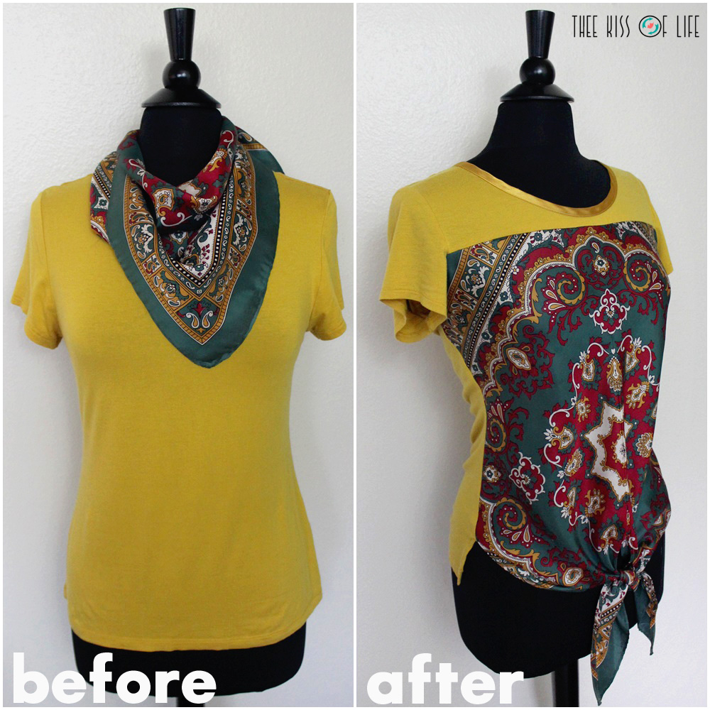 Refashion | Upcycled Vintage Silky Scarf T-shirt Combo | thee Kiss of ...