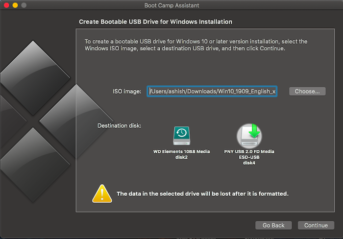Windows 10 부팅 가능한 드라이브용 USB 드라이브 선택
