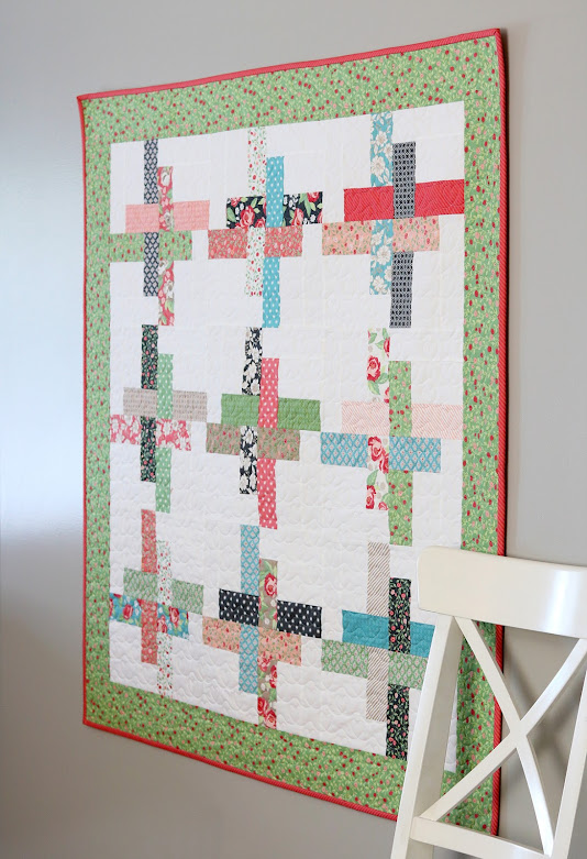 Sweet baby quilt - Hello Washi quilt pattern from A Bright Corner - uses 1 charm pack of Bloomington fabric