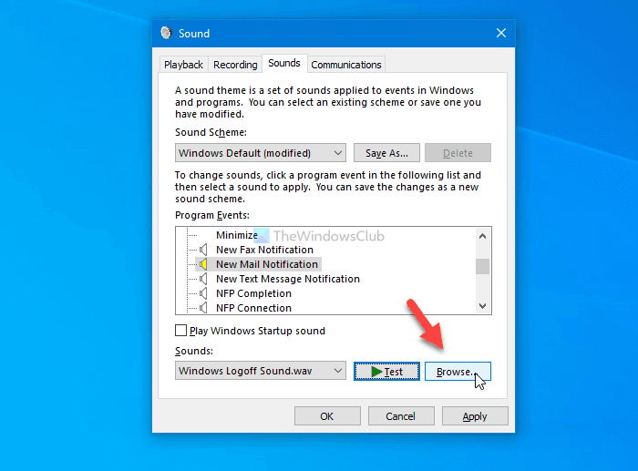 Cómo cambiar el nuevo sonido de notificación de correo electrónico en Windows 10