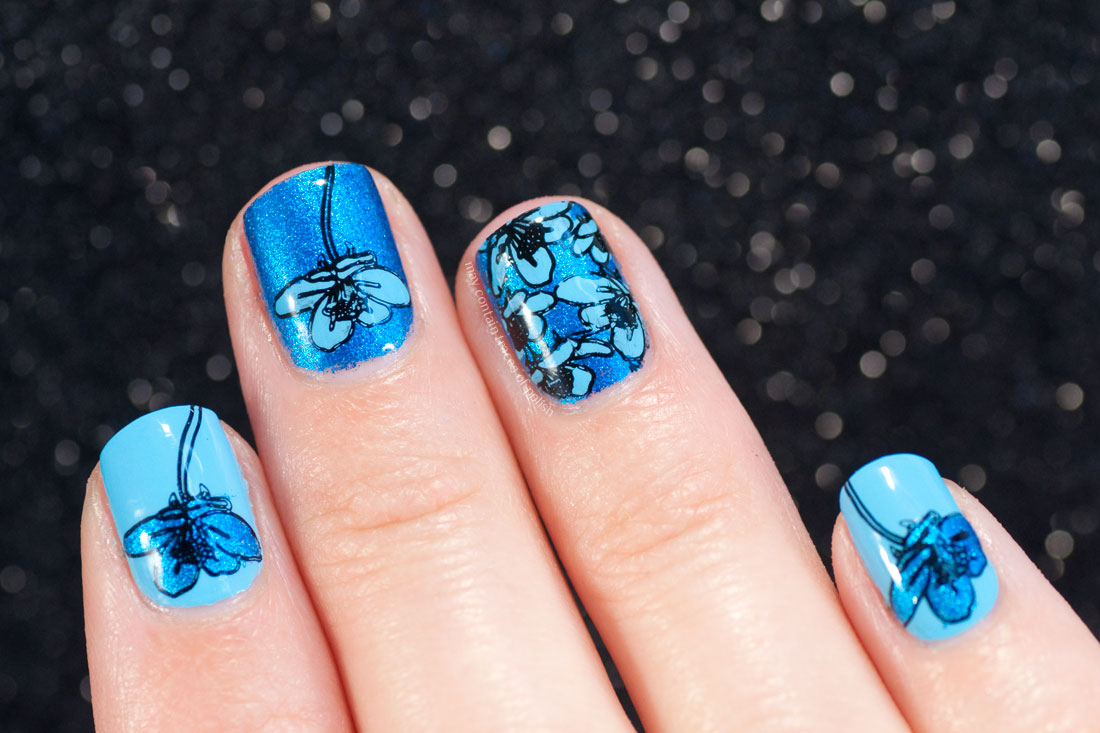 ILNP Blueprint floral nails with MoYou Flower Power 19