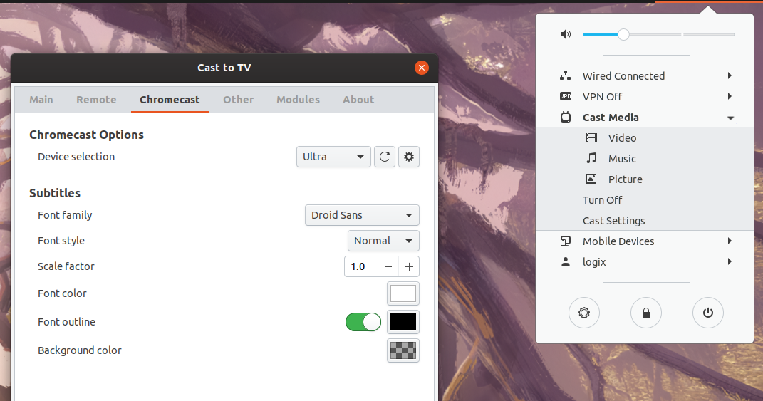 Cast To TV v11 GNOME Chromecast Extension Adds Remote Widget Playlist